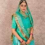 Aqua Green Banarsi Rajputi Suit | Zari Sequins & Aari Work on Bamber Satin | Jaipurio Designer Collection